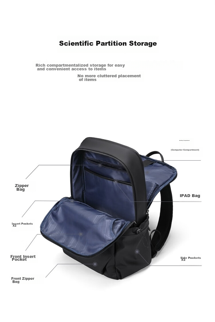 GOLF Backpack for Men, Travel Bag with 15.6/16 Inch Laptop Compartment, Multi-Compartment Student Bookbag, Commuter And Business Trip Bag 4