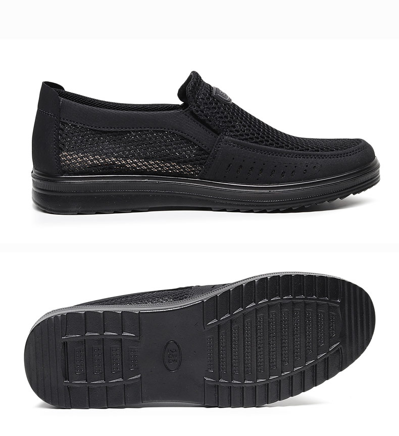 Ankang Summer Mesh Shoes Breathable Men's Slip-On Soft-Soled Old Beijing Cloth Shoes Dad Shoes AK11129 Black 38 12