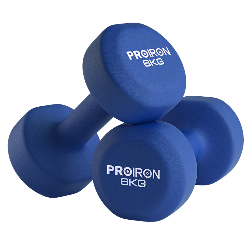 PROIRON Puli'ai Dumbbell, Men's Home Fitness Coated Pure Iron Eco-Friendly Set, Dark Blue, 6kg*2