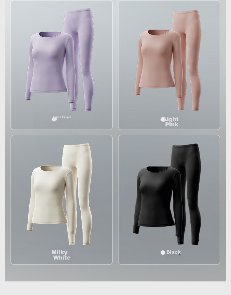HLA [Xiaohuo-Air8] Thermal Underwear for Women, 230g Double-Sided Fleece, Antibacterial Heating Patch, Autumn Top And Bottom Set 24