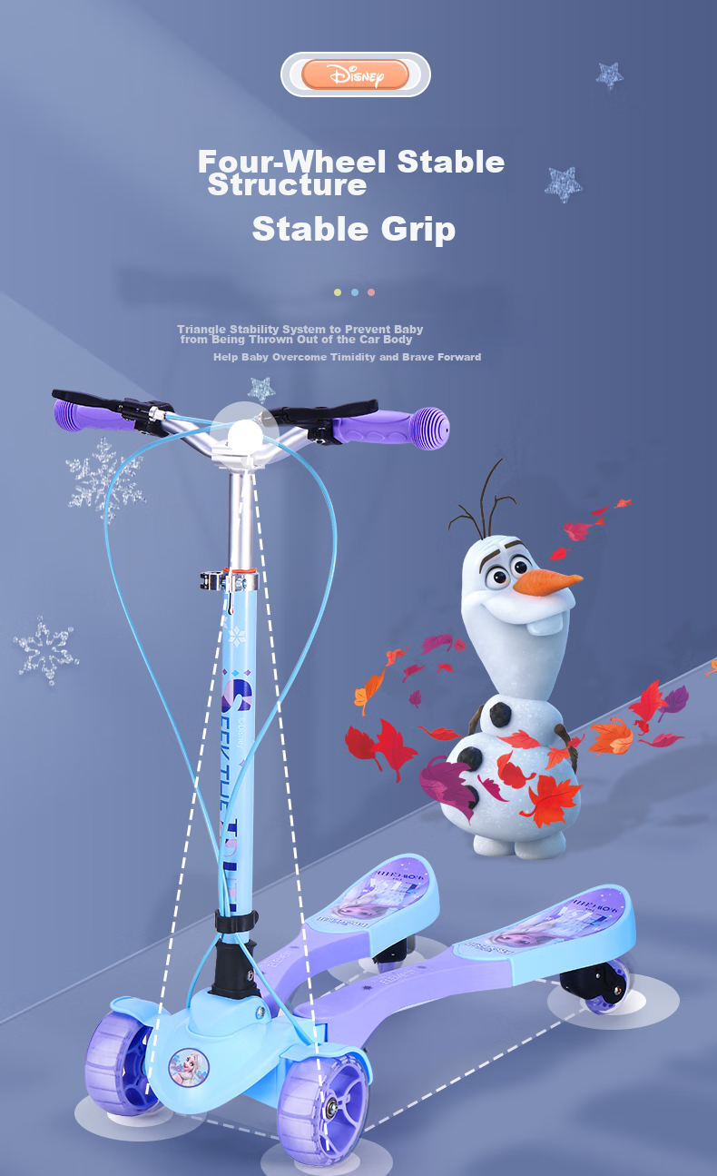 Disney Children's Frog Bike for Ages 6-14, Spider-Man Scooter with Adjustable Height And Foldable Design, Baby Four-Wheel Scooter 10
