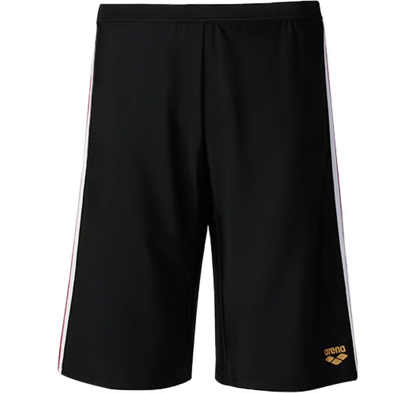 Arena Men's Knee-Length Swim Shorts, Five-Point Printed Loose High-Elastic Comfortable Swimming Gear, Anti-Embarrassment Hot Spring 5011 Black XL