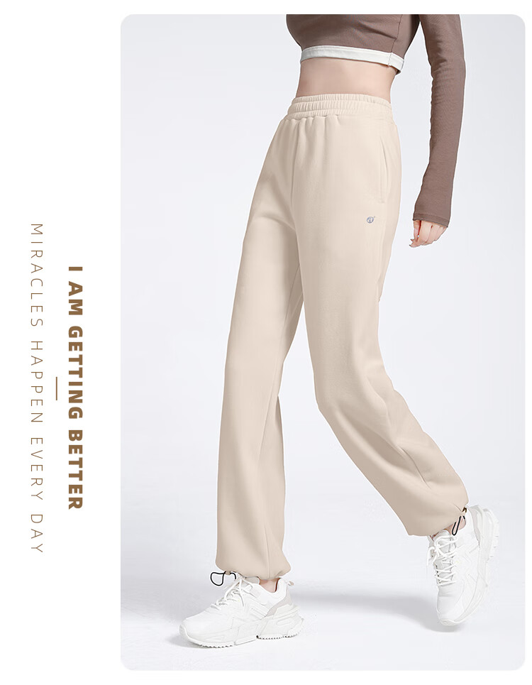 CAMEL Fleece-Lined Thickened Women's Loose Straight-Leg Pants for Running And Yoga Sweatpants Y23CY05013 Light Floral Gray S 17