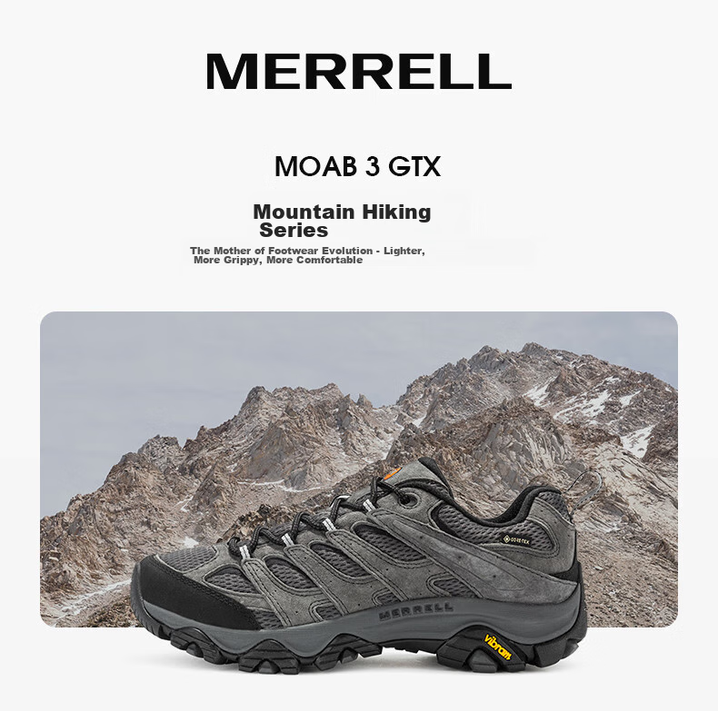 Merrell MOAB3 GTX Hiking Shoes, Outdoor Waterproof Sports Climbing Shoes for Men, Vibram Outsole, Non-Slip Breathable Winter Shoes, Size 42 1