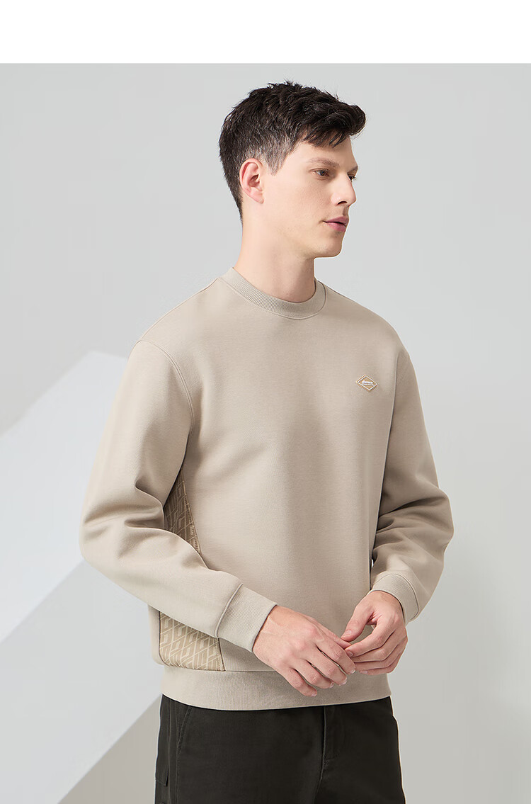 DANCING WOLVES [Shubianmian] Autumn And Winter Fashion Simple Design Round Neck Men's Sweatshirt, 001 Black, Size 175 6