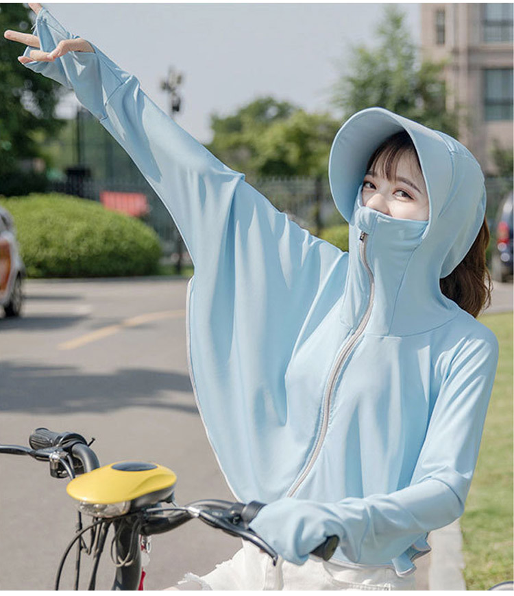 GLO-STORY Sun Protection Clothing for Women, Long-Sleeve Hooded UV-Resistant Jacket, Outdoor Anti-UV Shawl, WST114059 20