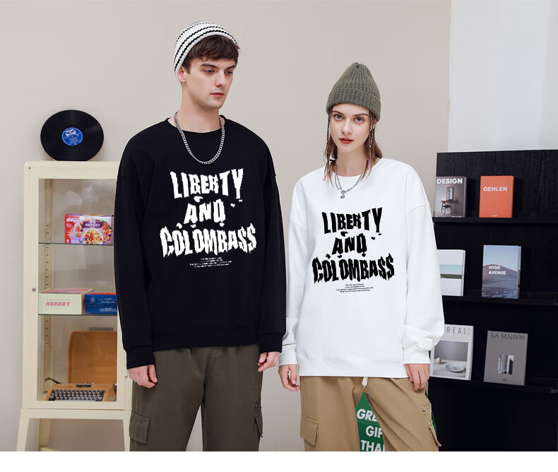 Colombass Heavyweight Pullover Crewneck Sweatshirt for Men And Women, Autumn And Winter Trendy Loose-Fit Hoodless Long-Sleeve Base Layer Trendy Jacket 1