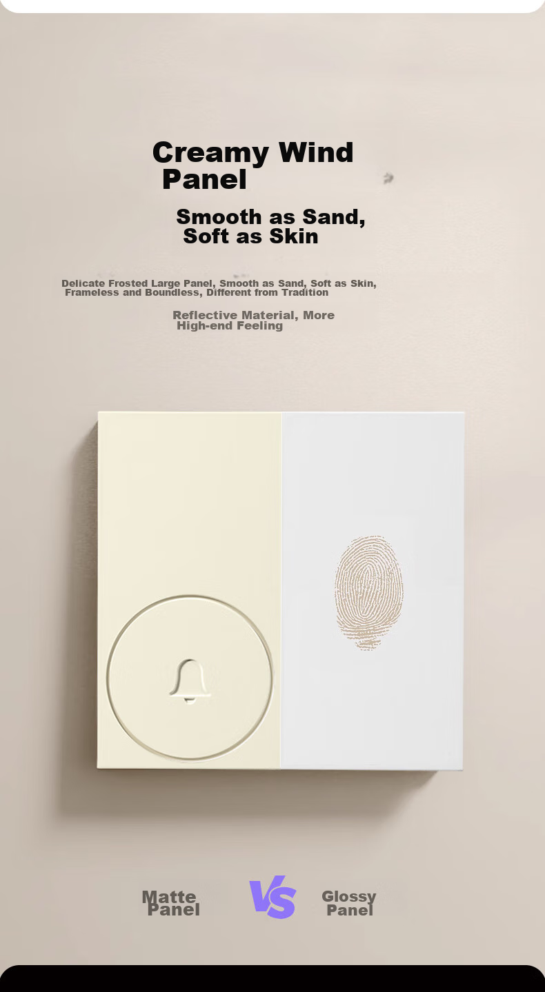 Advent Wireless Doorbell, Colorful Light-Up Self-Powered Home One-Key Silent Call Button, Cream Style 4