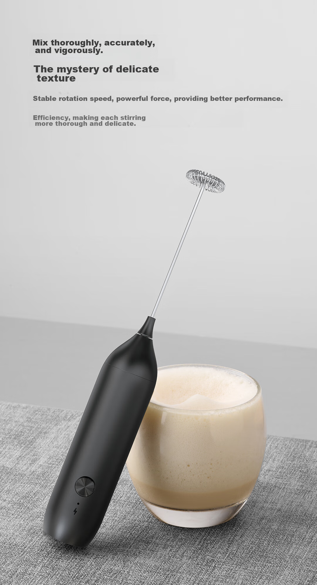CLITON Electric Milk Frother Coffee Creamer Maker, Rechargeable Milk Frother, Stainless Steel Handheld Mini Mixer 3