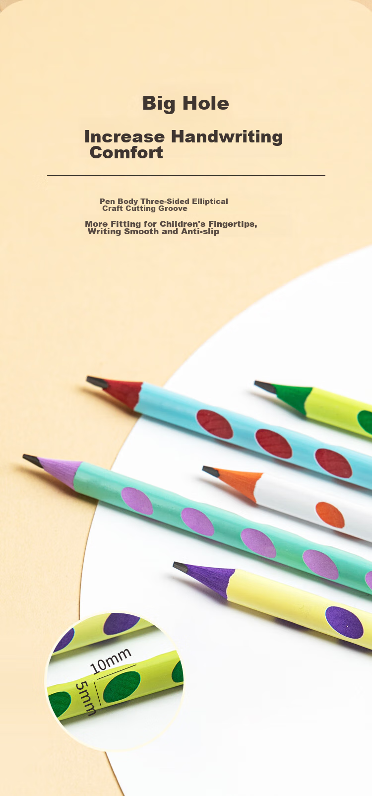 COMIX Perforated Pencils with Colorful Handles, 30 Pieces HB, Elementary School Students' Writing Practice Pencils, Children's Posture Correction, Triangular Wooden Handle Easy-Grip Pencils, Erasable with Eraser, XS12 4