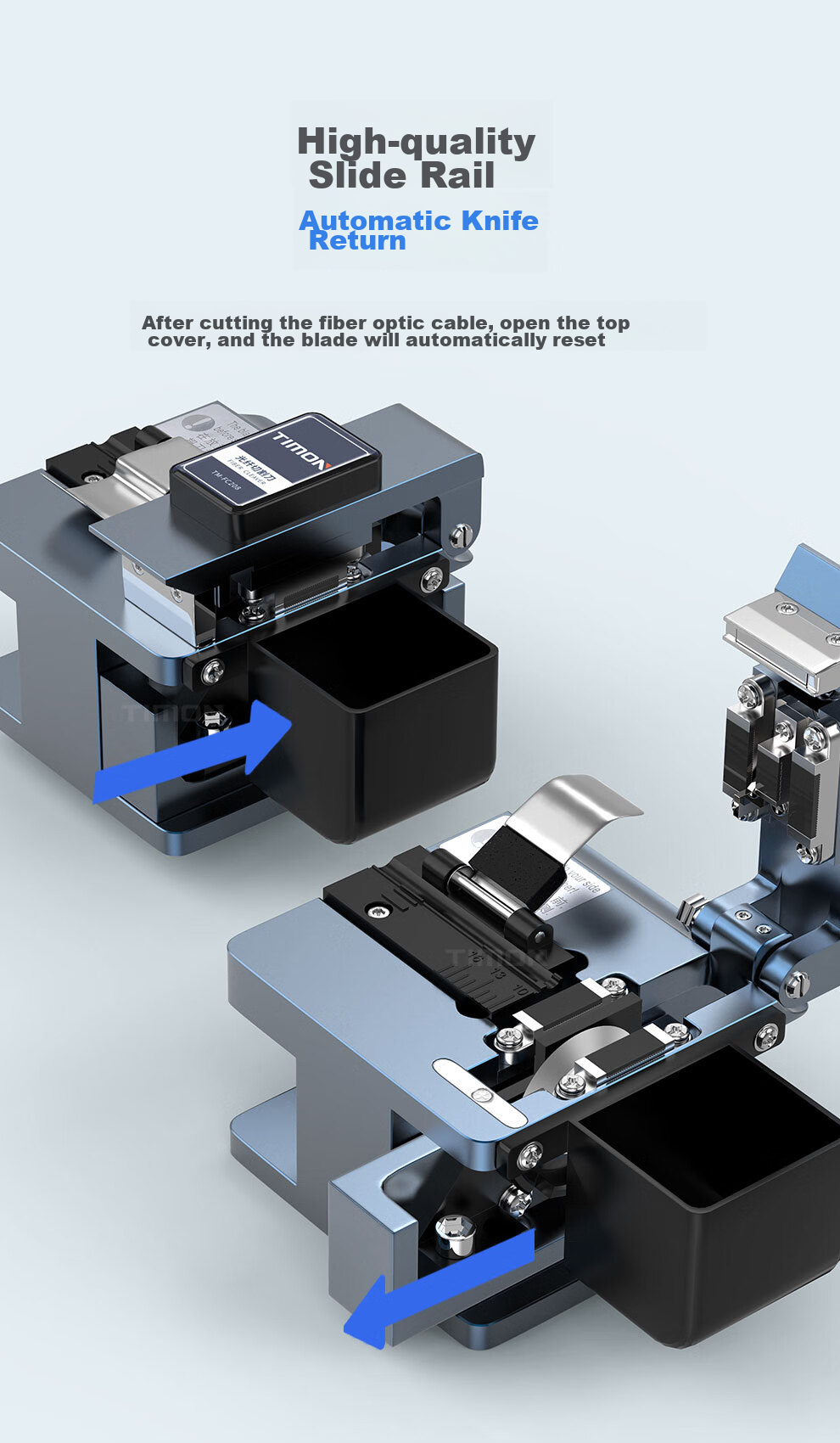 TIMON High-Precision Fiber Optic Cleaver, Fusion Splicer, FTTH Cable Optical Fiber Home Installation Automatic Return Blade Hot-Melt Cold-Joint Cutting Tool TM-FC208 5