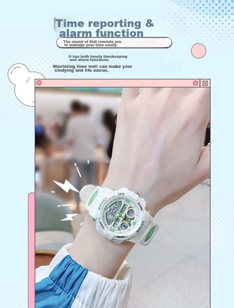 Disney Mickey Mouse Collaboration Exam-Specific Waterproof Sports Watch for Middle And High School Students, Children's Electronic Watch Only for Time Measurement 3