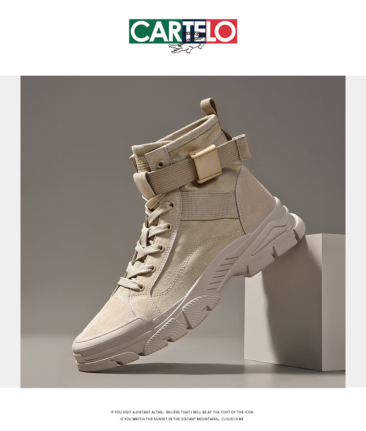 CARTELO Men's High-Top Martin Boots, Autumn And Winter British Style Boots, Men's Work Boots, Hiking Outdoor Safety Shoes 19