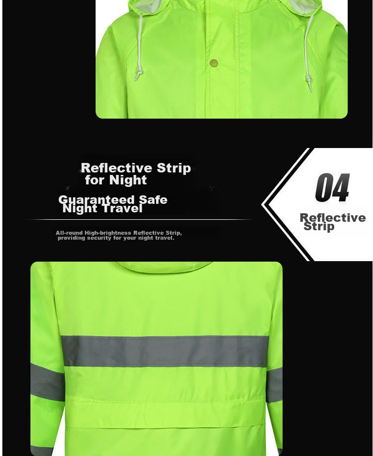 Minggu Reflective Raincoat And Pants Set, Storm-Proof, Flood Prevention, Cold-Resistant, Two-Piece Rainwear, Fluorescent Green, XL, CW344023 13