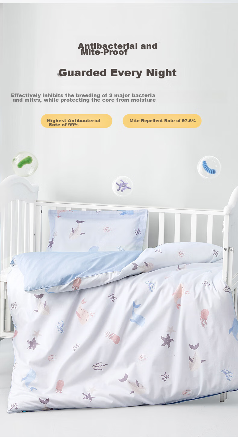 MERCURY Kids Shuixing Jiafang Kindergarten All-Cotton Antibacterial Four-Season Duvet Cover (Cream Pink/Pink Peach), 120cm × 150cm, Class A 5