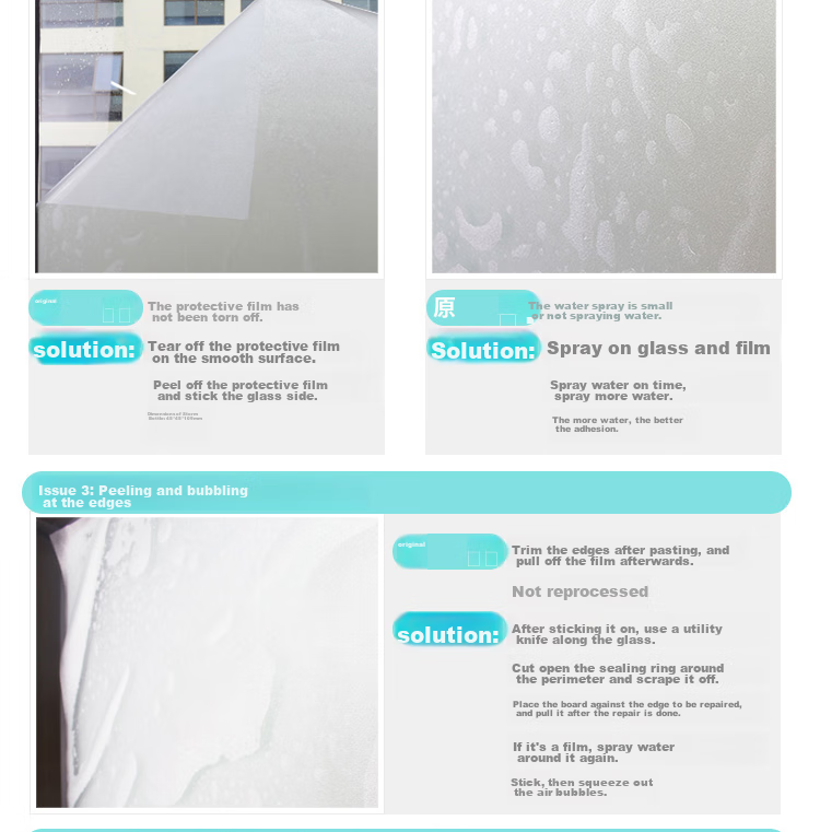 FOOJO Privacy Window Film, Frosted Glass Privacy Sticker, Office Large Glass Window Anti-Peeping Light-Blocking Window Decal 15