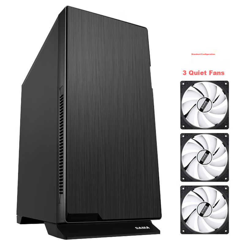 Компьютерный корпус SAMA Black Hole, Mid-Tower, звукопоглощающий, с 3 тихими вентиляторами, поддержка ATX, черный