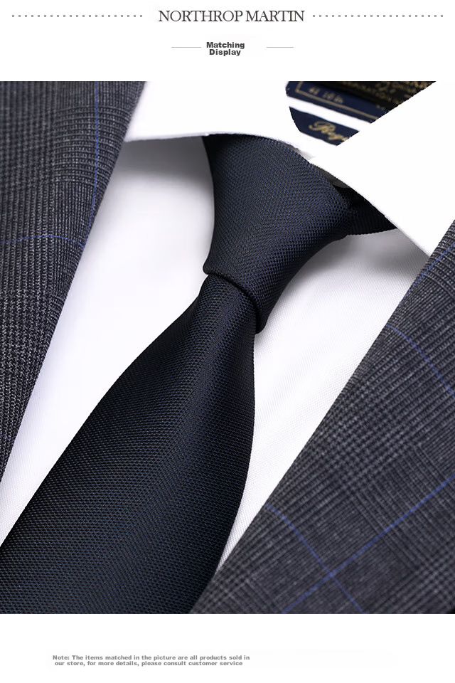 NORTHROP MARTIN High-Quality Necktie for Men, Business Suit, Groom's Wedding Tie, Hand-Tied, Campus Style, Black And Blue, Gift for Middle School Students 13