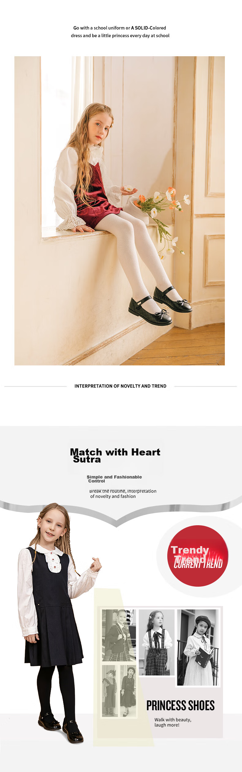 Belle Children's Shoes, Girls' Black Leather Shoes, Spring And Autumn Soft-Soled Children's Shoes, Student Shoes for Older Children, Performance Shoes, Flats, Black, Size 28 3