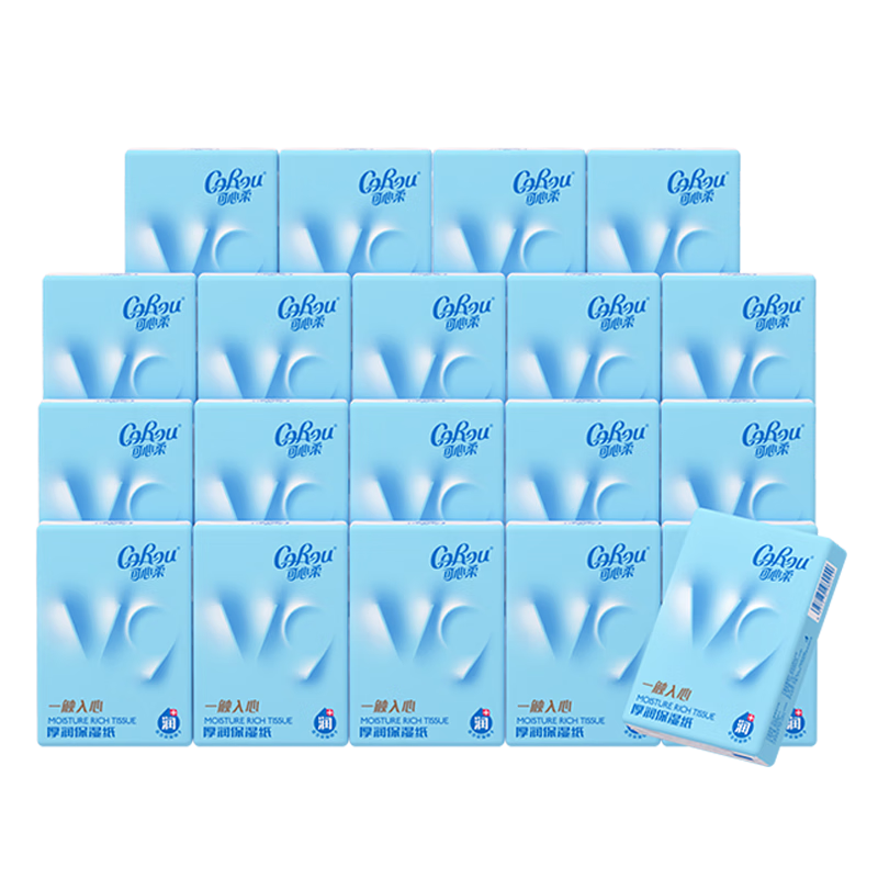 COROU Facial Tissues, 4-Ply 10 Sheets * 20 Packs, Extra Large And Thick, Cream Paper, Baby Soft Tissues, Portable, Cloud-Soft Wipes