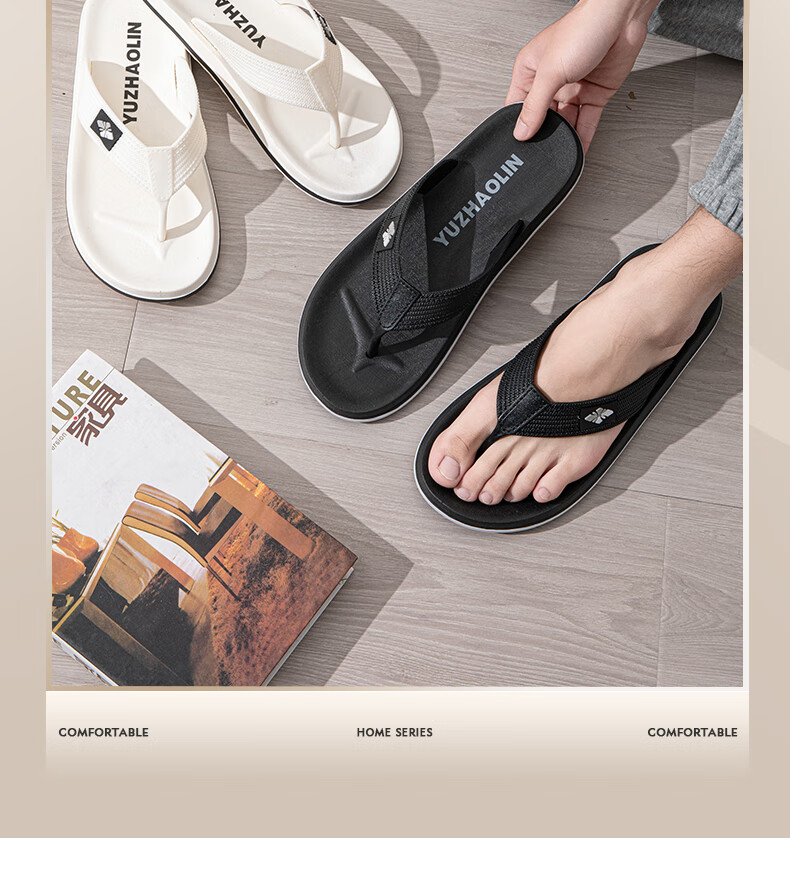 YUZHAOLIN Flip Flops for Men And Women, Beach Sandals, Outdoor Slippers, Thong Sandals, YE408 White, Size 42/43 2