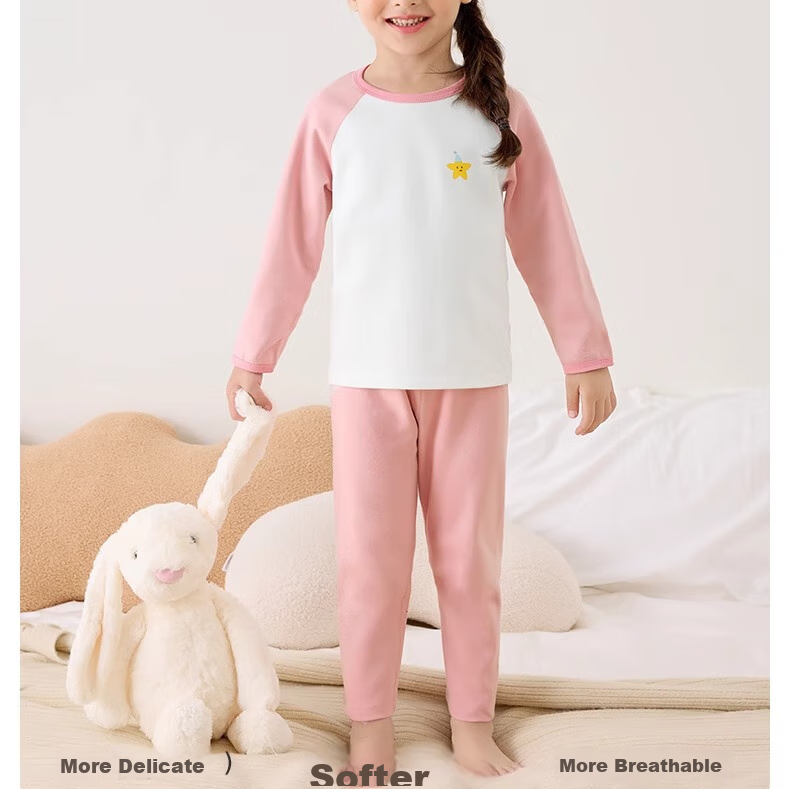 Niduoxiong Winter Baby High-Waist Waist Protection Underwear Set, Children's Pajamas, Infant Cotton Breathable Sleepwear, Warm Underwear for Autumn And Winter 2