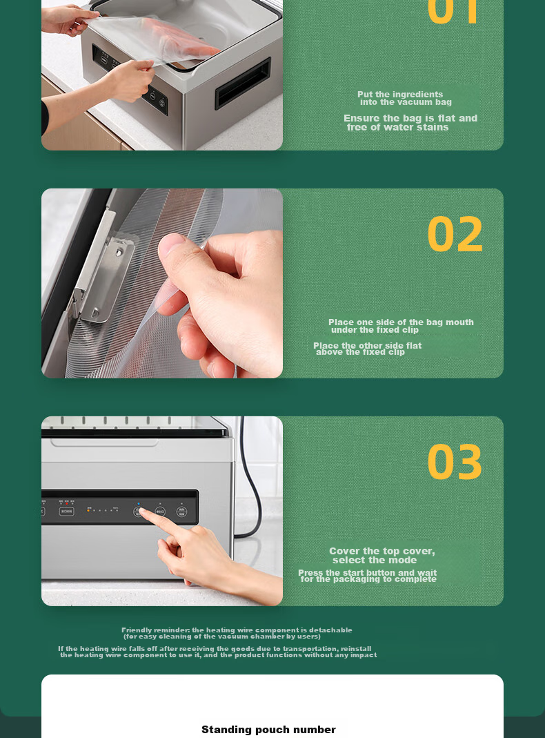 Deli Large Commercial High-Suction Vacuum Sealer, Food Packaging Machine, Automatic Vacuum Sealer, Dual-Use for Dry And Wet Foods, Home Use Vacuum Preservation And Sealing Machine 17
