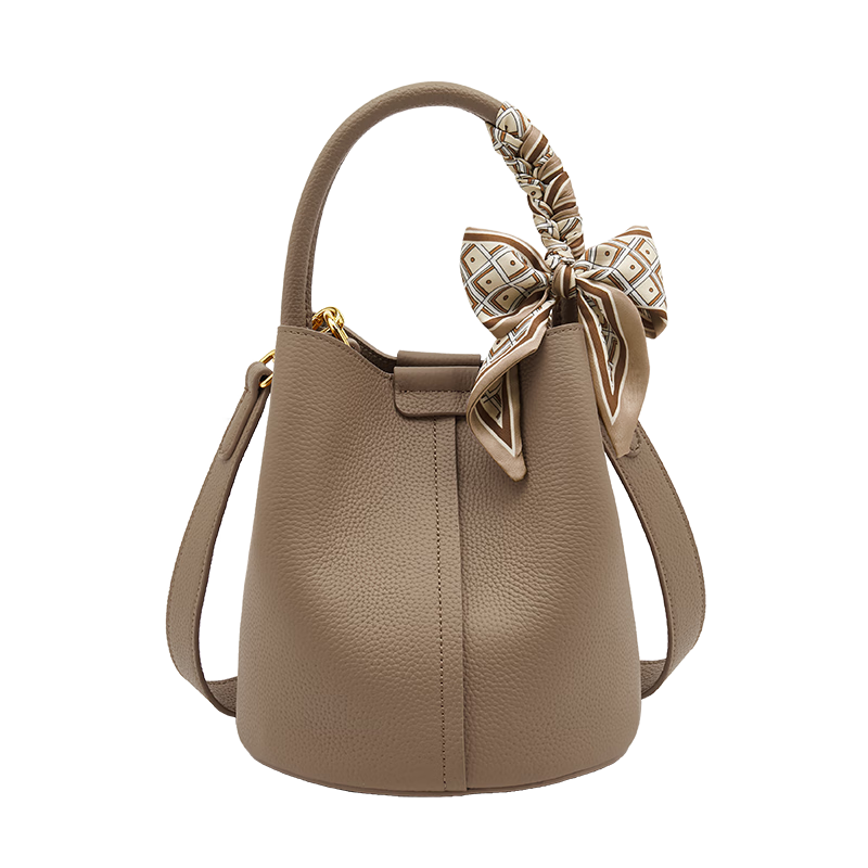 FOXER Genuine Cowhide Women's Large Capacity Bucket Bag Handbag Shoulder Crossbody Bag Christmas Gift for Girlfriend
