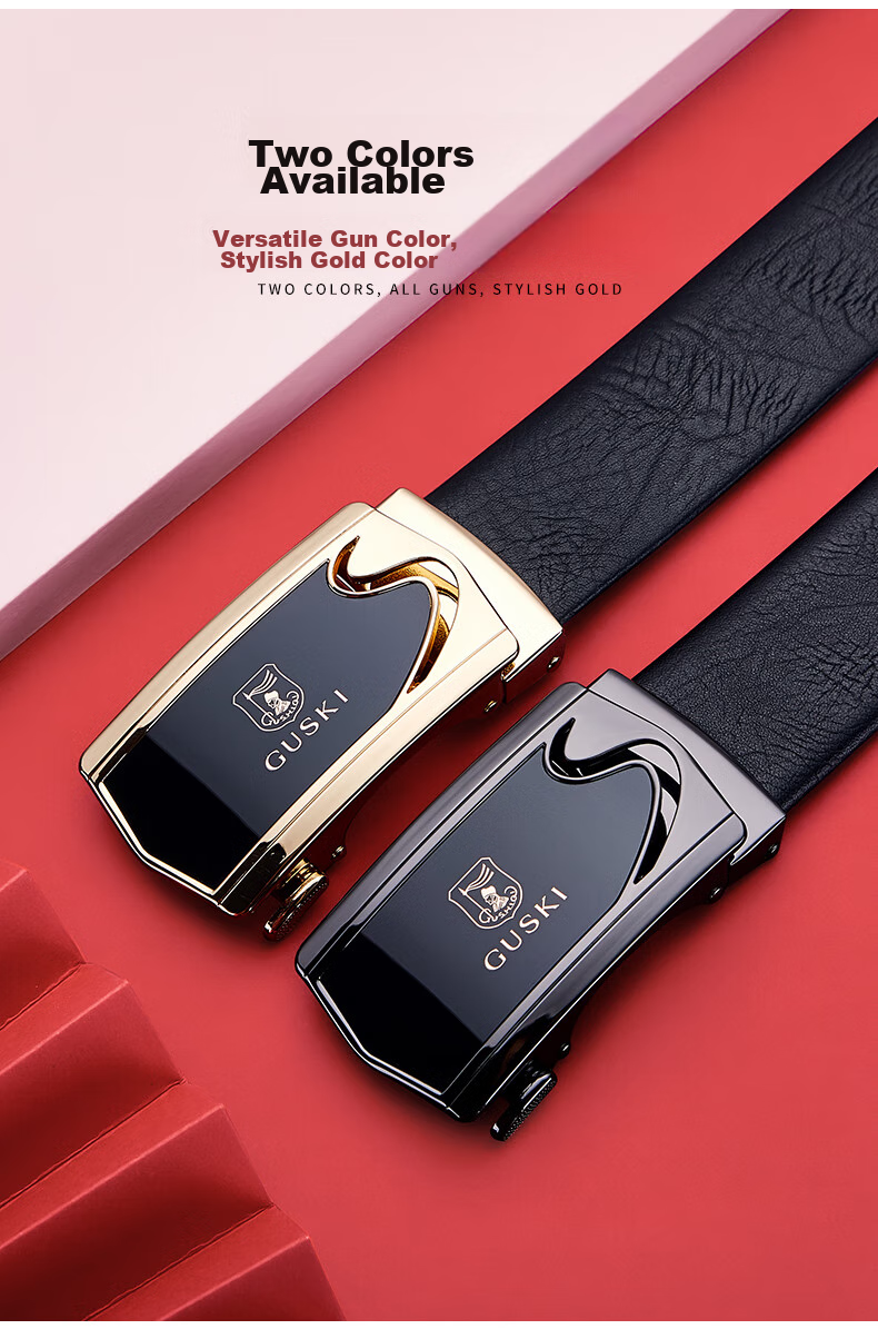 GUSKI Genuine Leather Belt for Men with Automatic Buckle, Business Trouser Belt in Gift Box, Birthday Present for Boyfriend Or Husband 4