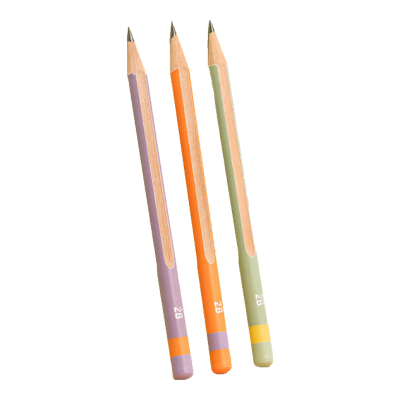 Deli 8-Pack 2B Extra Thick Barrel Pencils with Eraser, Writing Pencils 2B (8 Pcs/box), Multi-Color Pencil Barrels for Drawing And Doodling HC20-2B Student Back-To Stationery
