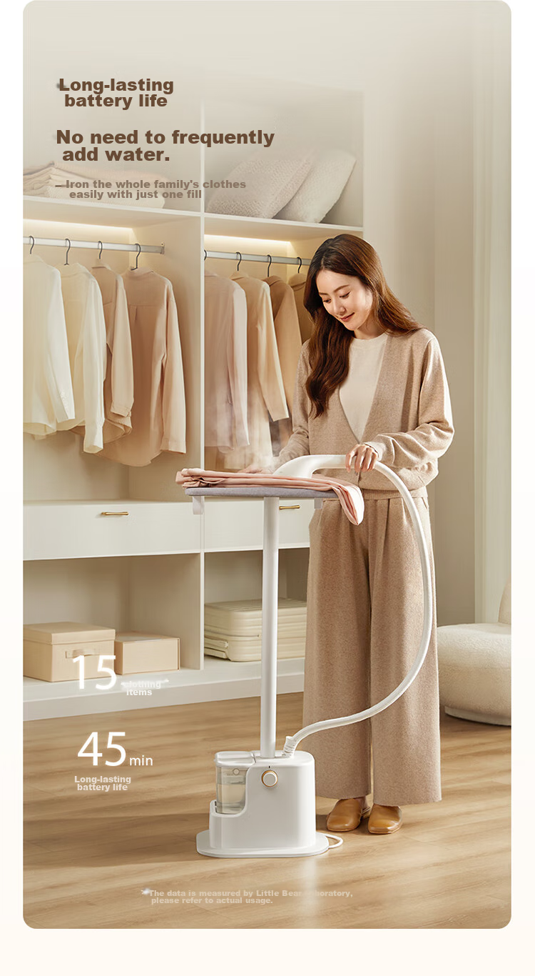 Bear Upright Garment Steamer, 40g/min High Steam Output, 1.8L Large Water Tank, Home Use Ironing Machine, Handheld Steam Iron, High Power, Group Purchase (Ironing Board Not Included), GTJ-T20F1 4