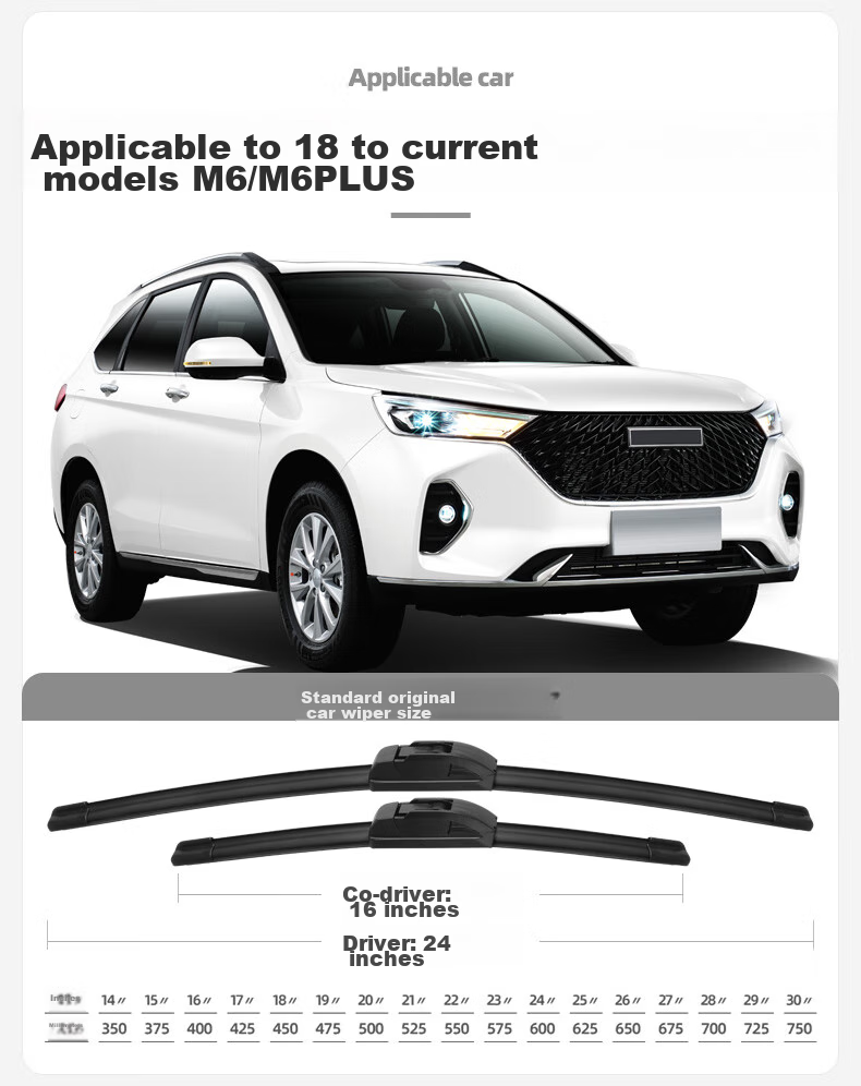 Deyun Haval M6PLUS Windshield Wiper Blades for 2021 Model, 2023 Special Edition, Boneless Rubber Strip, Haval Car Silent Front Wipers 4