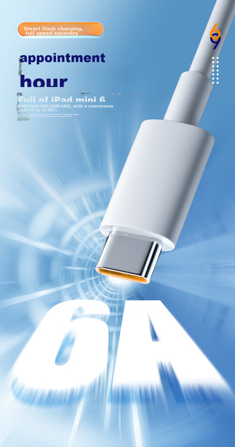 Trendsetter Compatible with Realme Data Cable, 65W Fast Charging, Suitable for GT2 Pro/Neo, Flash Speed/2T/Q3S/Q2/Explore X50/70/V13/15/X2, Quick Charging Cable 4
