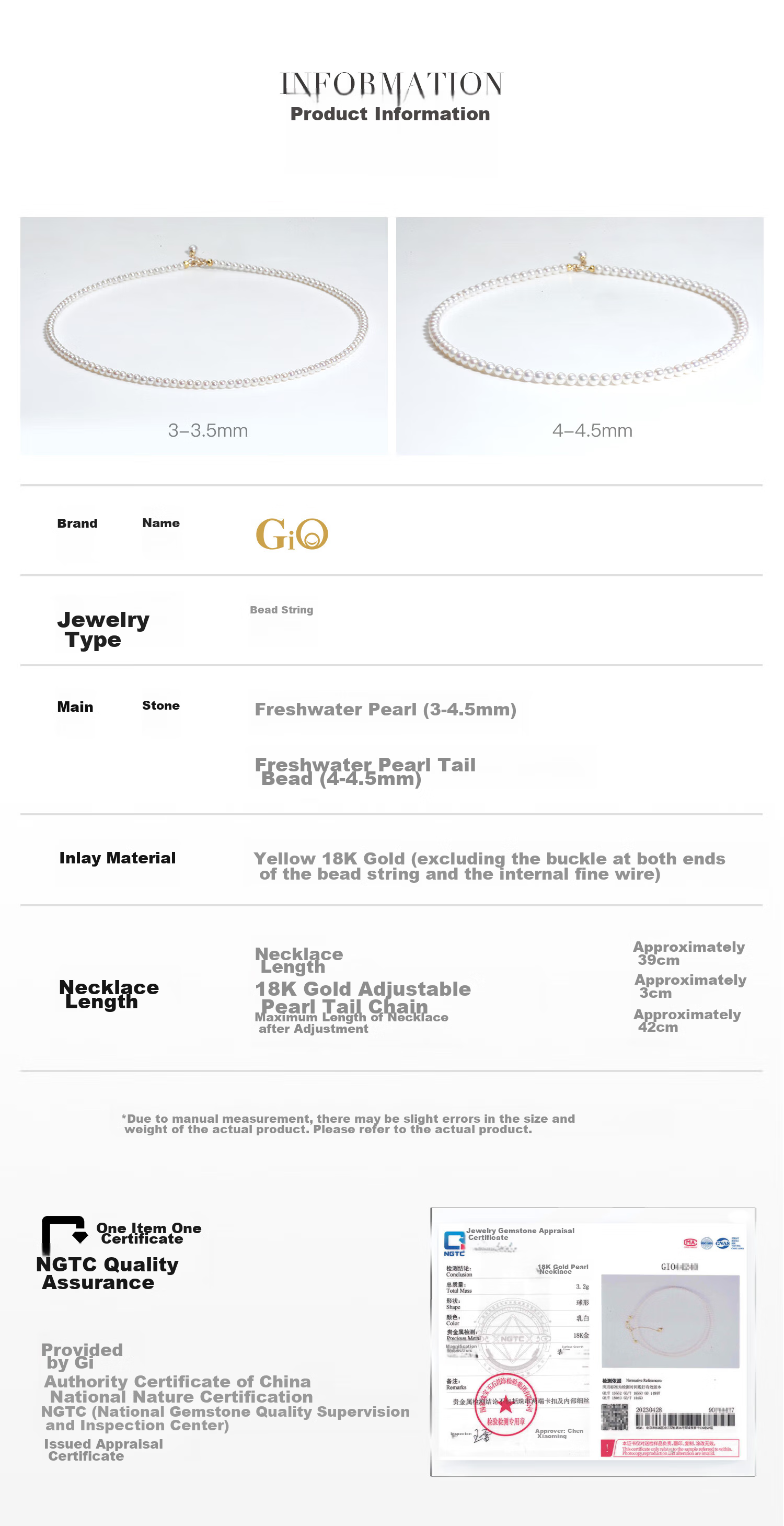 GiO Jewelry Freshwater Pearl Necklace, Youthful Style Collarbone Chain, Gift for Girlfriend, Wife, Mother's Day Present 5