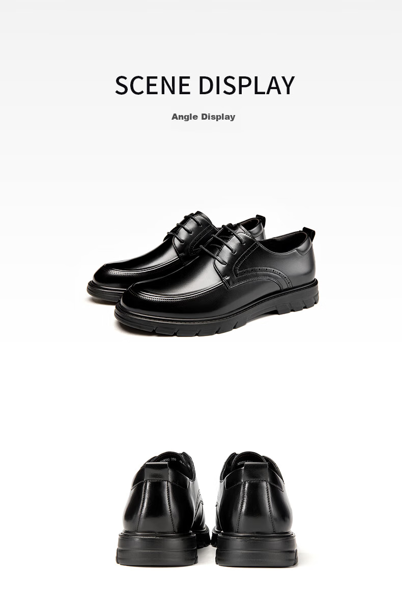 Aokang Business Casual Leather Shoes for Men, Cowhide Texture Men's Leather Shoes, Black, Size 41 10