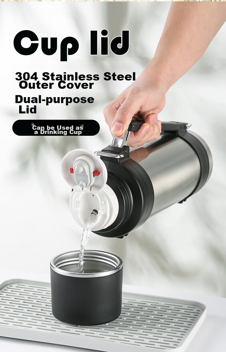 Fuguang Insulated Bottle, Stainless Steel Large Capacity Thermos, Car-Mounted Vacuum Outdoor Travel Kettle, Hot Water Bottle, Thermos Cup, 2000ML 5
