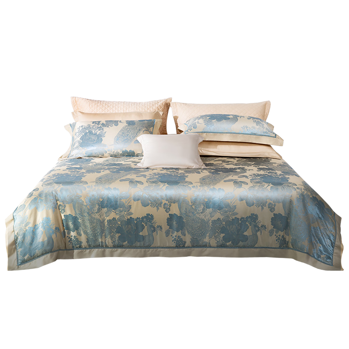FUANNA Bedding Set, Four-Piece Jacquard Chinese-Style Luxury Set, Pure Cotton Bedsheet And Duvet Cover, King Size Bedding, 230*229cm