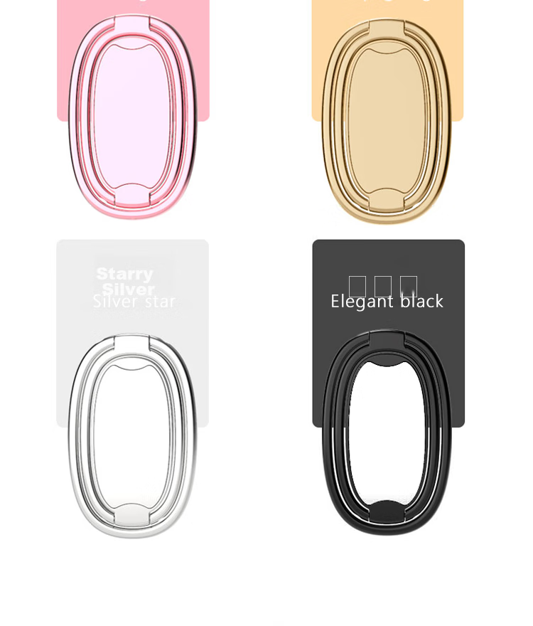 ESCASE Phone Stand, Desktop Foldable Metal Ring Clip, Adhesive Portable Lazy Support, Adjustable, Suitable for Apple/Huawei/Vivo Etc., Black, MDF-02 8