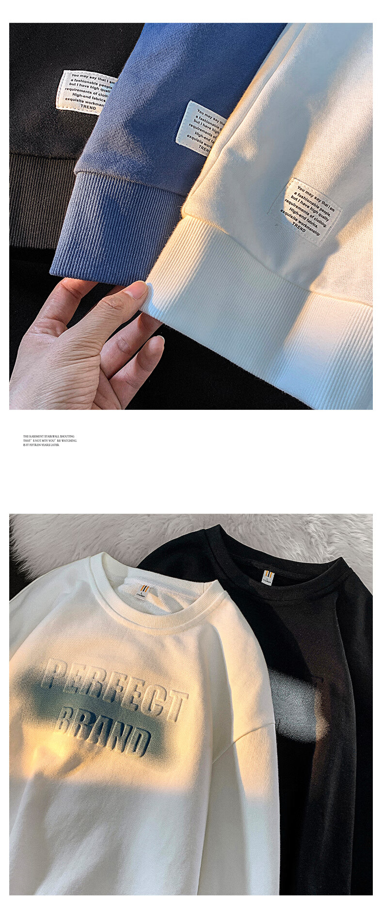 Foss Phil Men's Spring Autumn Colorblock Layered Collar Sweatshirt Casual Polo Shirt YWY1022 Glacier White XL 25