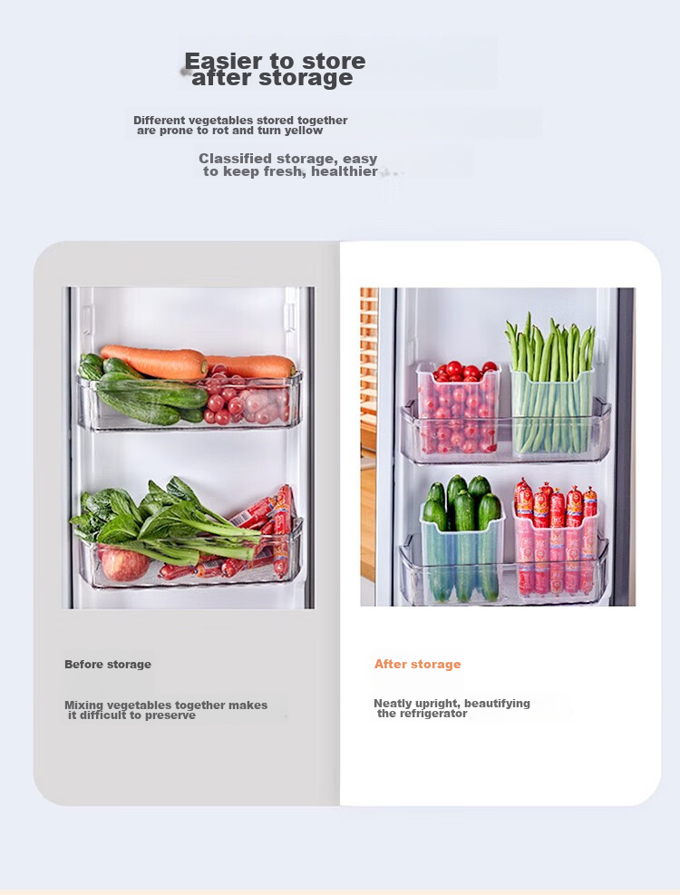 KATEI STORY Japanese Refrigerator Side Door Storage Box, Vegetable And Food Fruit Classification Organizer, Interior Food-Grade, Set of 3 3