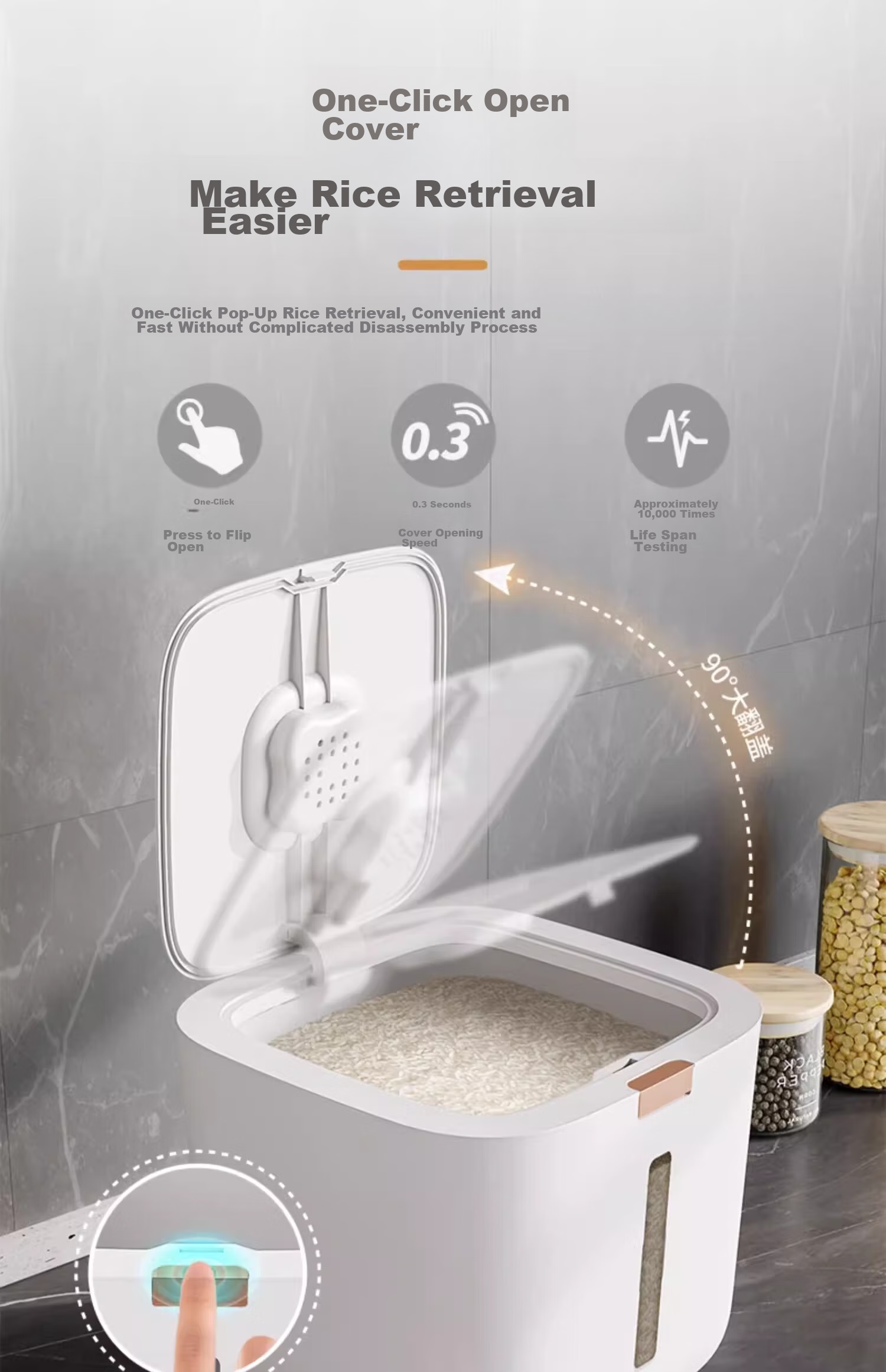 Jiadu Rice Container, Insect-Proof And Moisture-Proof Sealed Household Rice Storage Bin, Food-Grade Rice Storage Box, Flour Storage Jar 6