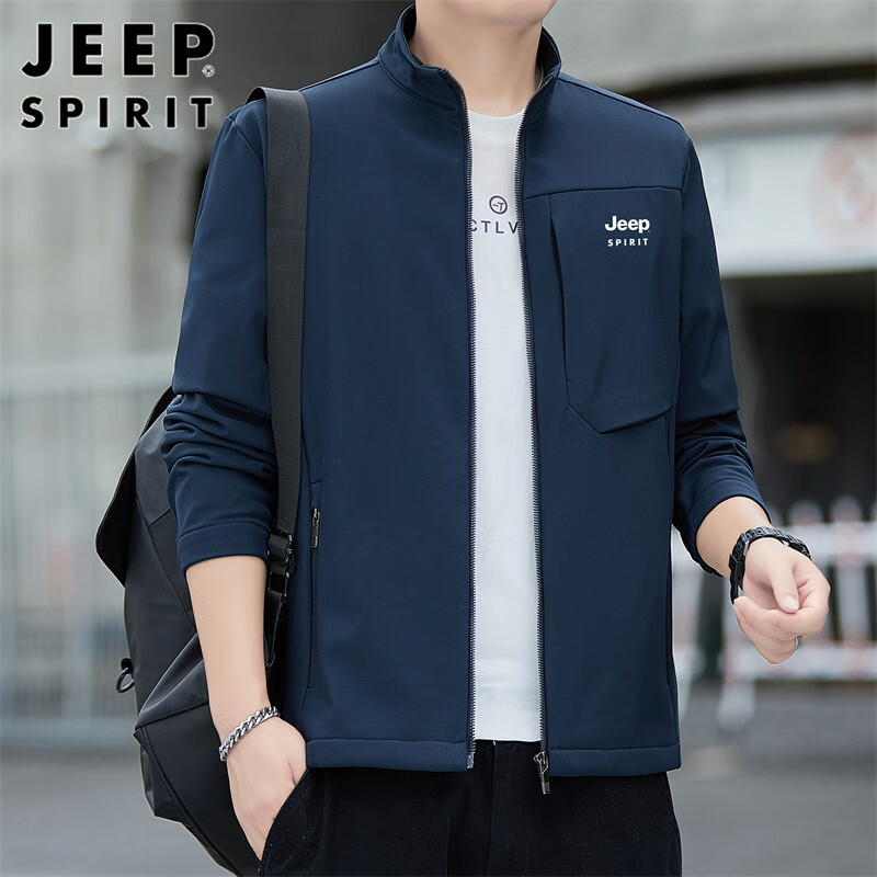 JEEP SPIRIT Men's Softshell Jacket Autumn Winter Men's Workwear Casual Trendy Loose Outerwear