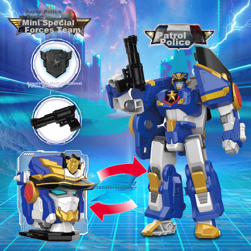 MinitegongduiX Patrol Battle Guardian 7 Super Battle Guardian Power Toy, 2 Forms, Fule Battle Guardian Transforming Robot, Gift for Boys