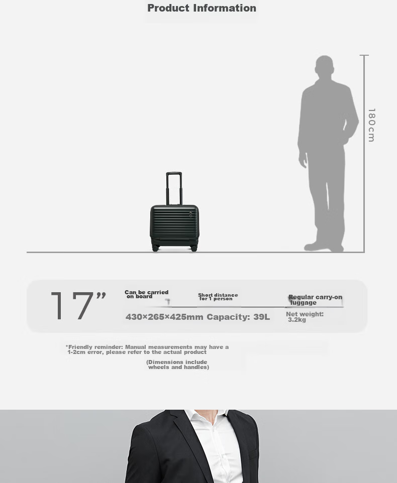 Echolac Front-Opening Luggage, Travel Suitcase, Dual TSA Combination Lock, Business Carry-On Luggage, CPT183 Black, 17-Inch 5