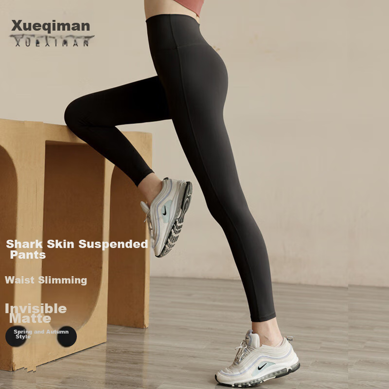 XUEXIMAN Thin Fleece Shark Leggings for Women, High-Waisted Tummy Control And Butt-Lifting Pants with Magic Fleece Lining for Autumn And Winter, Slim-Fit Tight-Fitting Leggings for Outer Wear