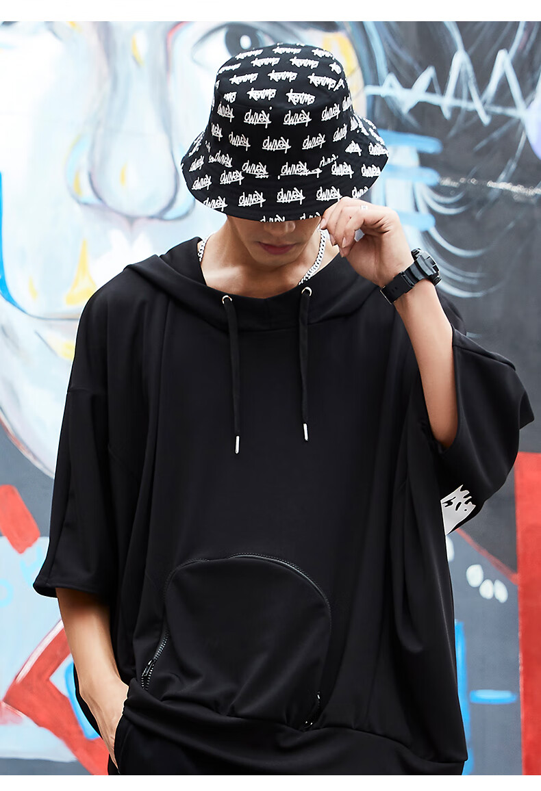 KENMO Reversible Fisherman Hat Men Ins Trendy Hip-hop Women Versatile Sun Protection Summer Sun Hat Off-white One Size 8