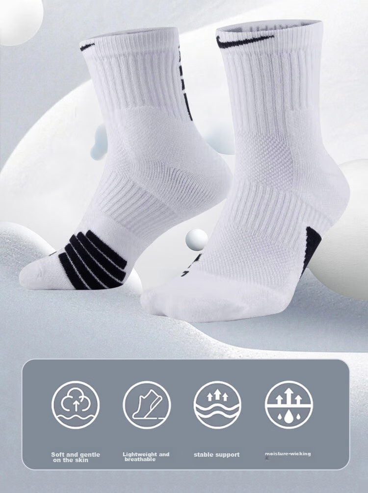 NIKE Elite Mid-Calf Basketball Socks, White Socks (1 Pair), SX7625-100 2
