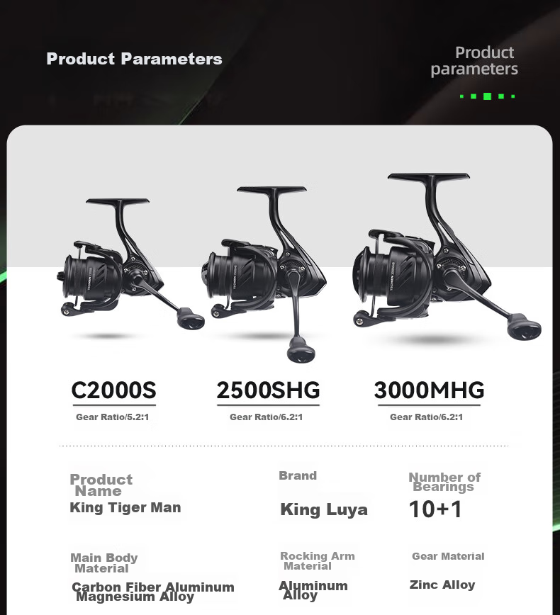 Guowangliya Spinning Reel, King Tai Ge Man Carbon Long-Casting Reel, Ultra-Light Diagonal Shallow Line Cup Lure Reel, Fishing Line Reel, C2000S 7