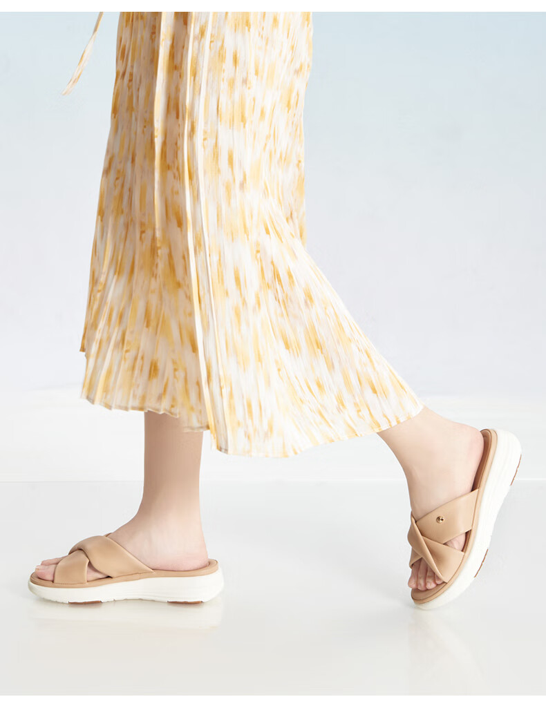PT'SON Sheepskin Soft Sole Slippers for Women, Beach Sandals, Summer Thick-Soled Sandals, Versatile Outdoor Wear, Beige, Size 37 14