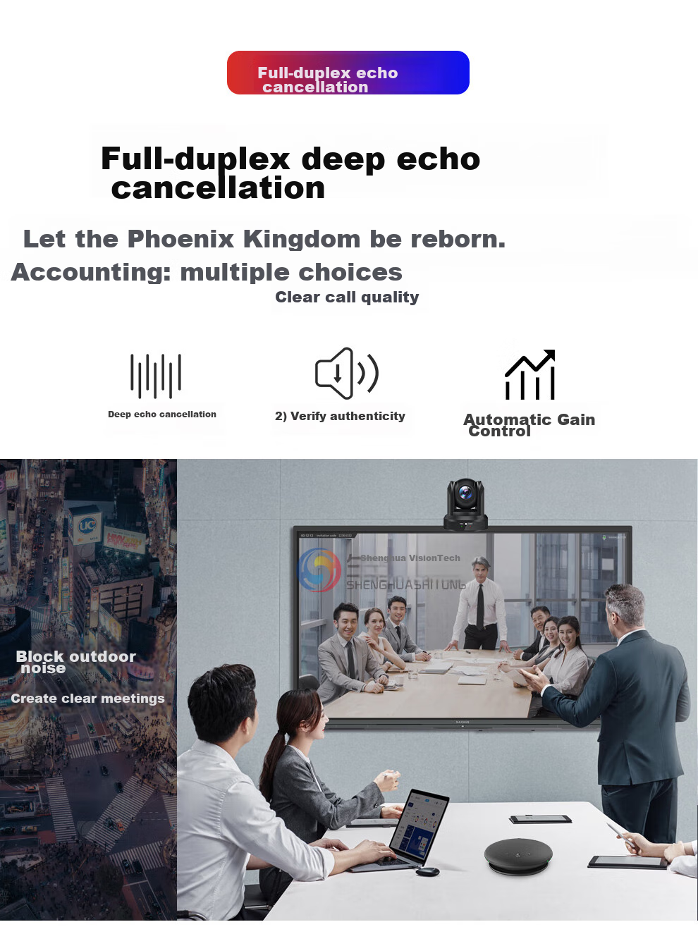 SHENGHUASHITONG Video Conference Octopus Omnidirectional Microphone, Bluetooth Wireless Main Mic + Extension Mic, 8-Meter Pickup Radius, Desktop Speaker, for Tencent WeChat, DingTalk, SH-M04SEX 4